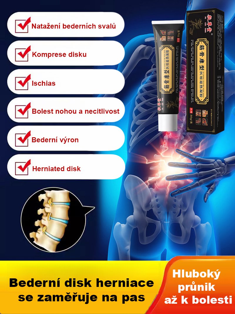Silný gel na úlevu od bolesti pohybového aparátu v černé tubě