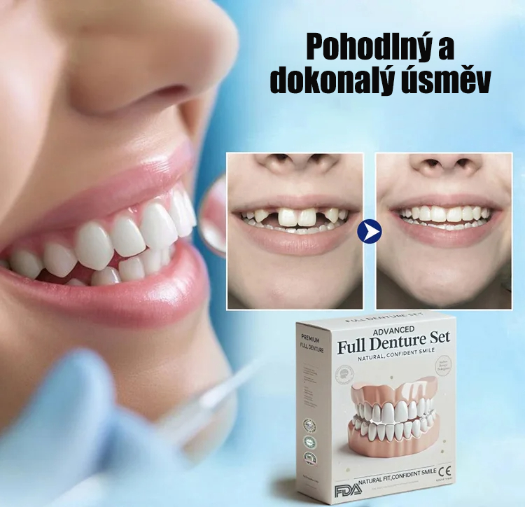 Sada silikonových zubních protéz