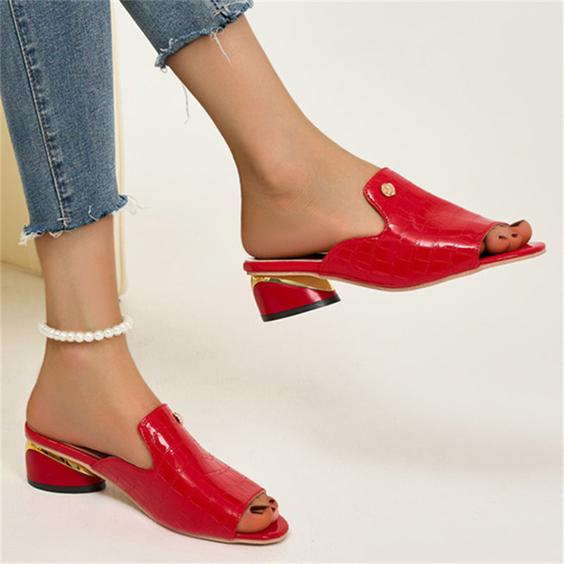 😍Poslední den s 50% slevou😍 - Módní dámské ortopedické kožené sandály s otevřenou špičkou a silným podpatkem