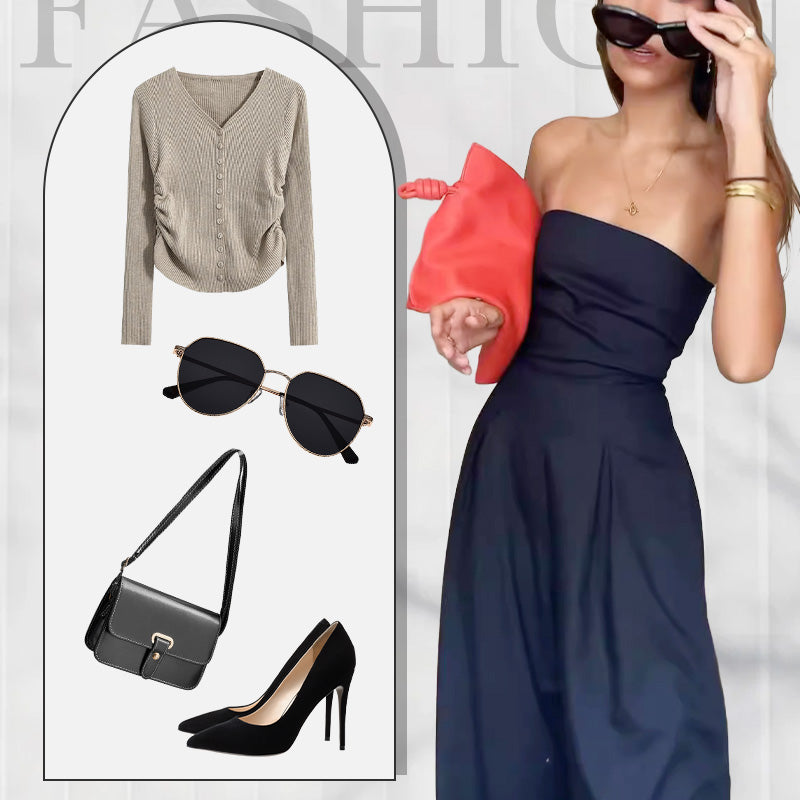 【S-XL】👗Dámský svetr bez ramínek s kapsami