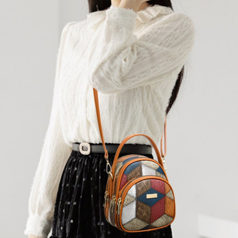 Dámská crossbody kabelka s vintage geometrickým vzorem