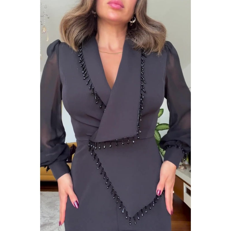 Dámská sada širokých síťovaných kalhot a kalhot