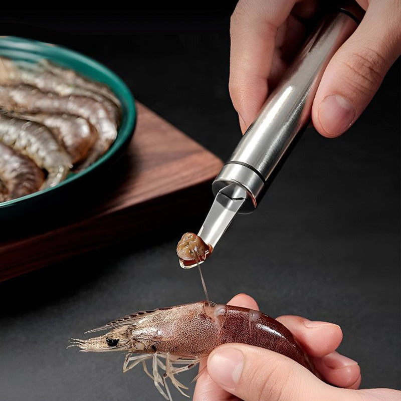 Multifunkční škrabka na krevety z nerezové oceli