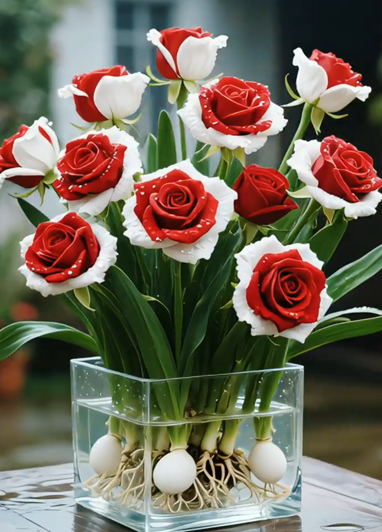 🌈Hydroponické, vzácné, dvoubarevné cibulky růží: barevný zázrak přírody 🌹