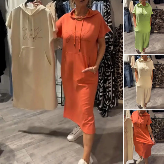 💥🔥👗[S-5XL]Nové letní volné, pohodlné a prodyšné šaty s mikinou velké velikosti, rok výroby 2025