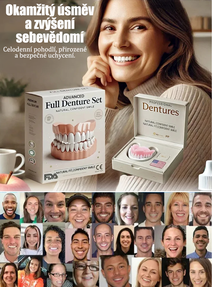 Sada silikonových zubních protéz