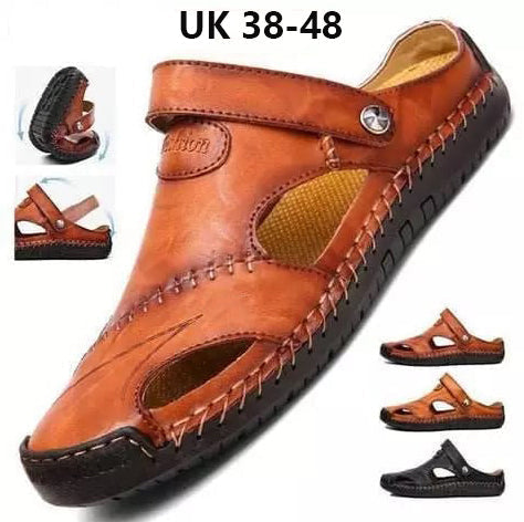 Pánské prodyšné outdoorové sandály z měkké kůže ve velké velikosti👨