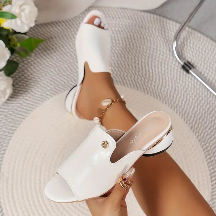 😍Poslední den s 50% slevou😍 - Módní dámské ortopedické kožené sandály s otevřenou špičkou a silným podpatkem