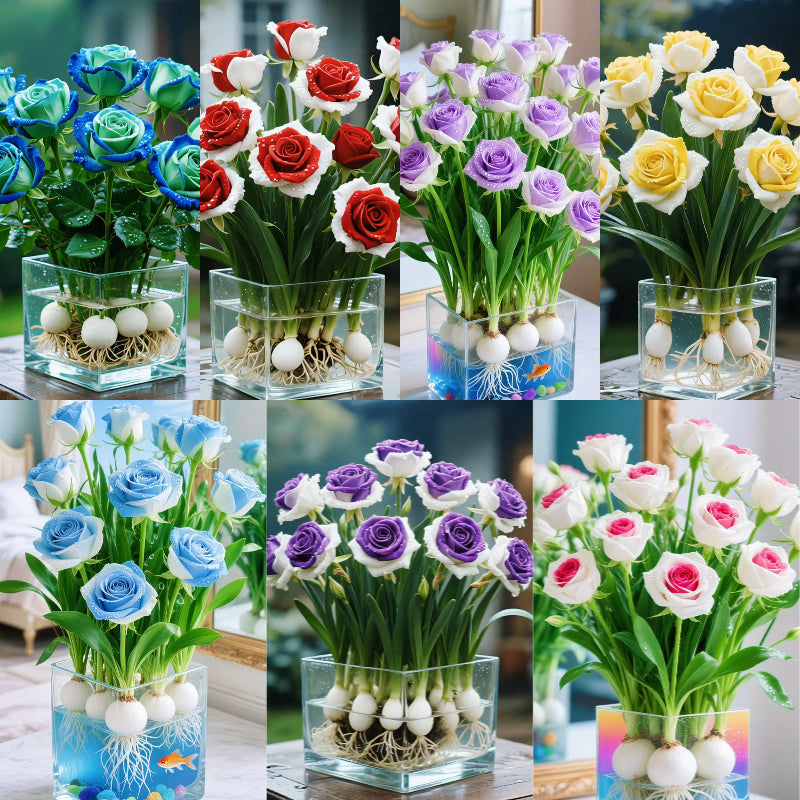 🌈Hydroponické, vzácné, dvoubarevné cibulky růží: barevný zázrak přírody 🌹