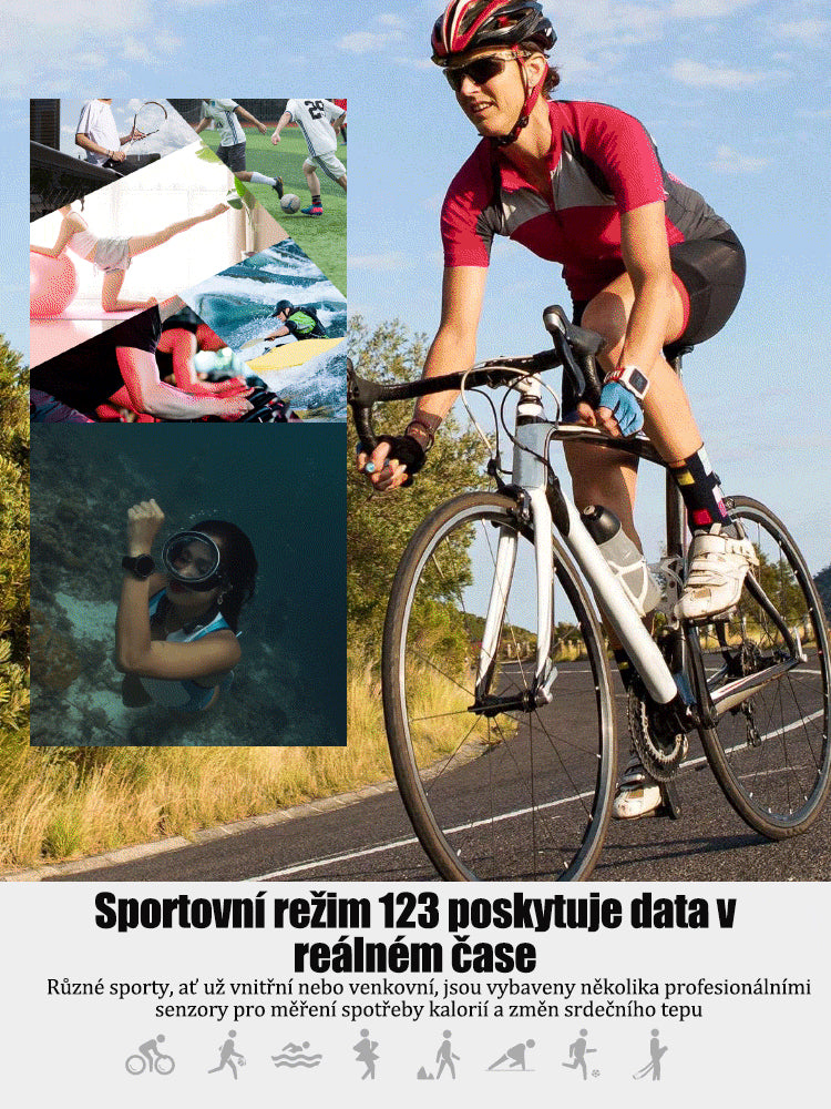 [30denní výdrž baterie] 170režimové hodinky pro sledování zdraví