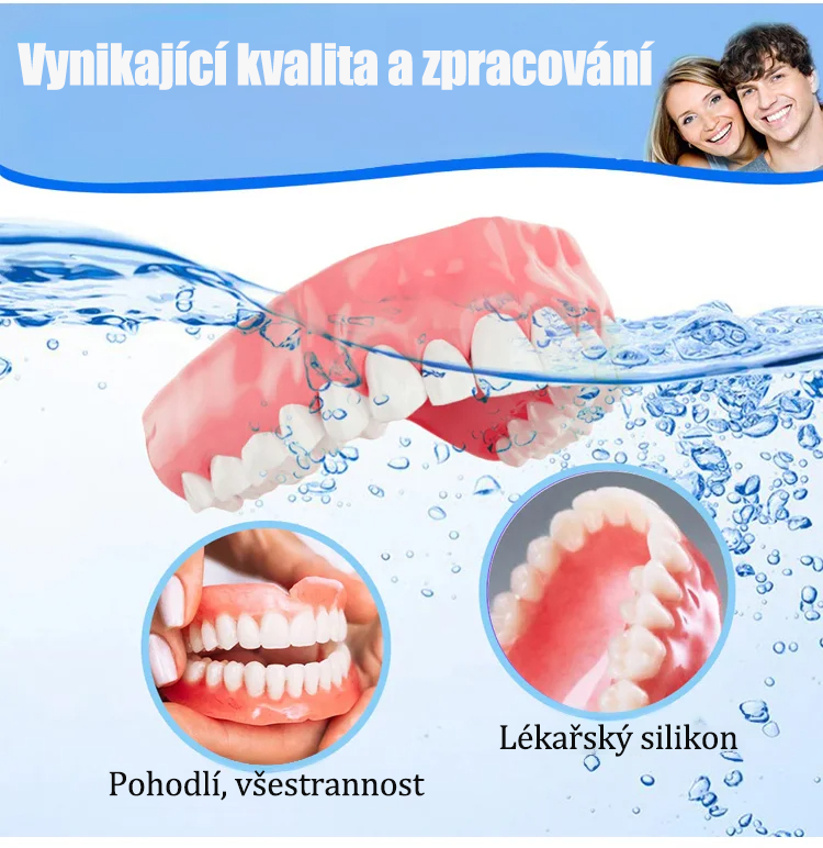 Sada silikonových zubních protéz