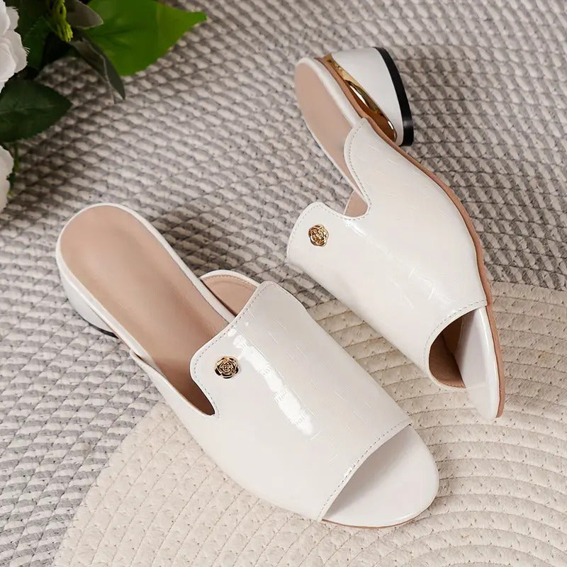 😍Poslední den s 50% slevou😍 - Módní dámské ortopedické kožené sandály s otevřenou špičkou a silným podpatkem