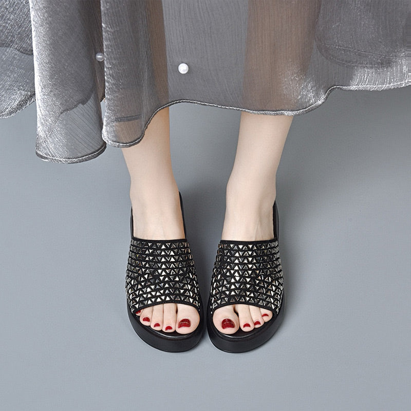 Dámské modré sandály na vysokém podpatku