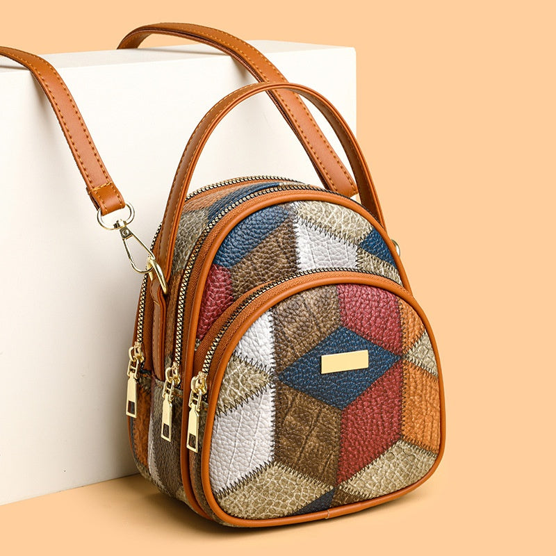 Dámská crossbody kabelka s vintage geometrickým vzorem