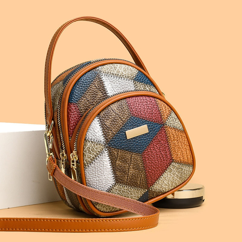 Dámská crossbody kabelka s vintage geometrickým vzorem