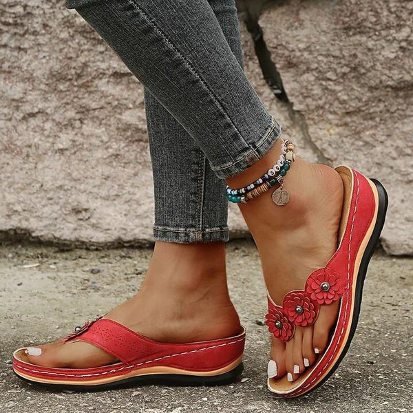 🌸【EU 35-43】Pohodlné sandály s květinovým vzorem na klínku