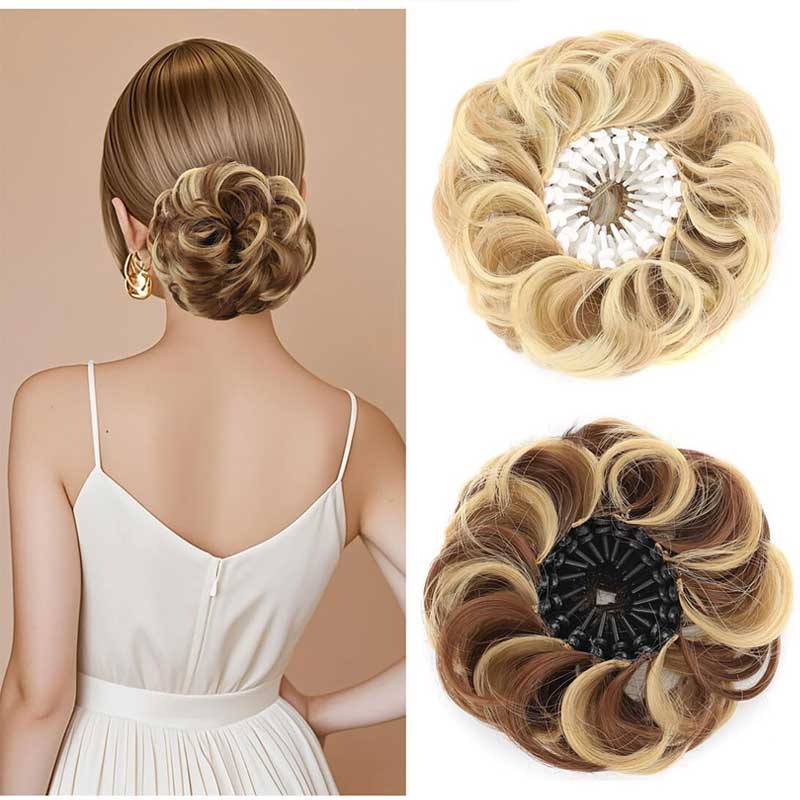 💁‍♀️ Velkorysý drdol ze syntetických vlasů s nastavitelnou sponou