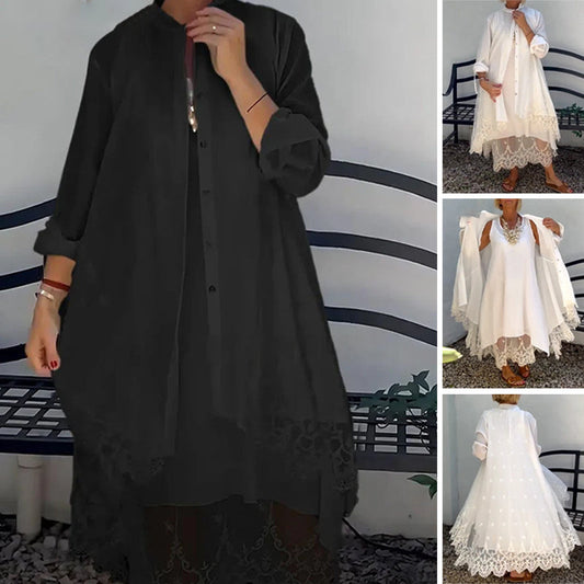 🌸🎗️Dámské šaty bez rukávů a krajkový svetr