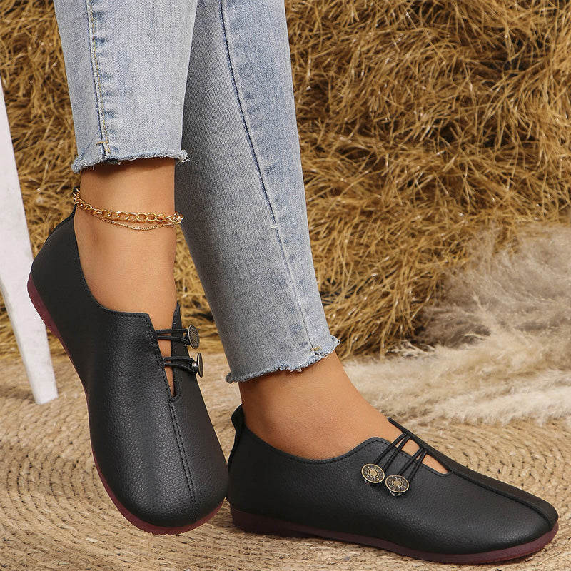 Dámské ploché kožené boty z měkké kůže