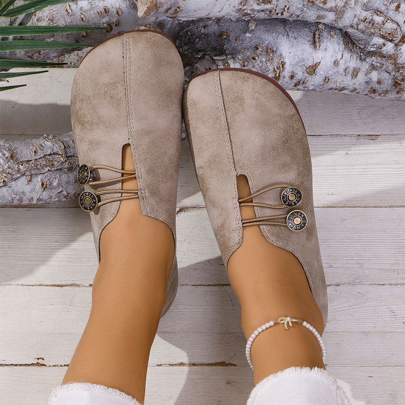 Dámské ploché kožené boty z měkké kůže