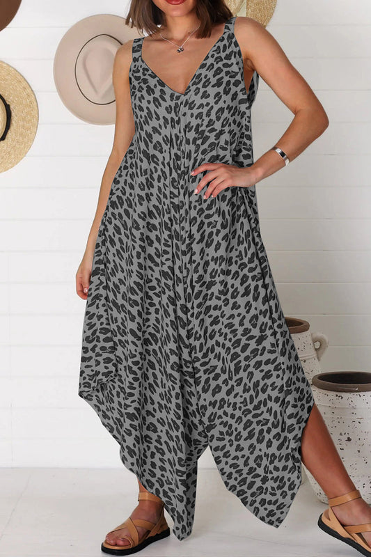 Dámský overal s leopardím vzorem se širokými nohavicemi